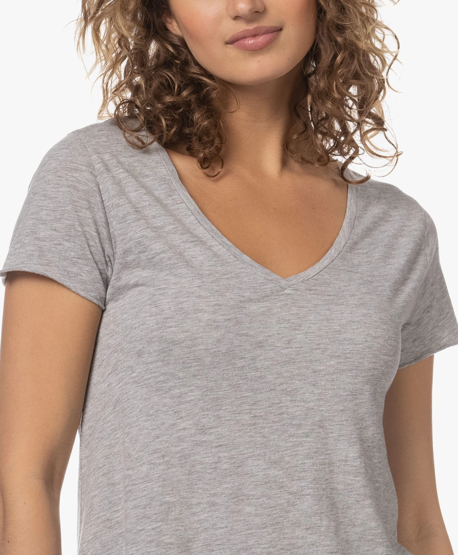 American Vintage Jacksonville V-Hals T-Shirt - Grijs Mêlee 7 American Vintage Jacksonville V-Hals T-Shirt - Grijs Mêlee - Afbeelding 7