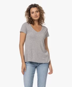 American Vintage Jacksonville V-Hals T-Shirt - Grijs Mêlee