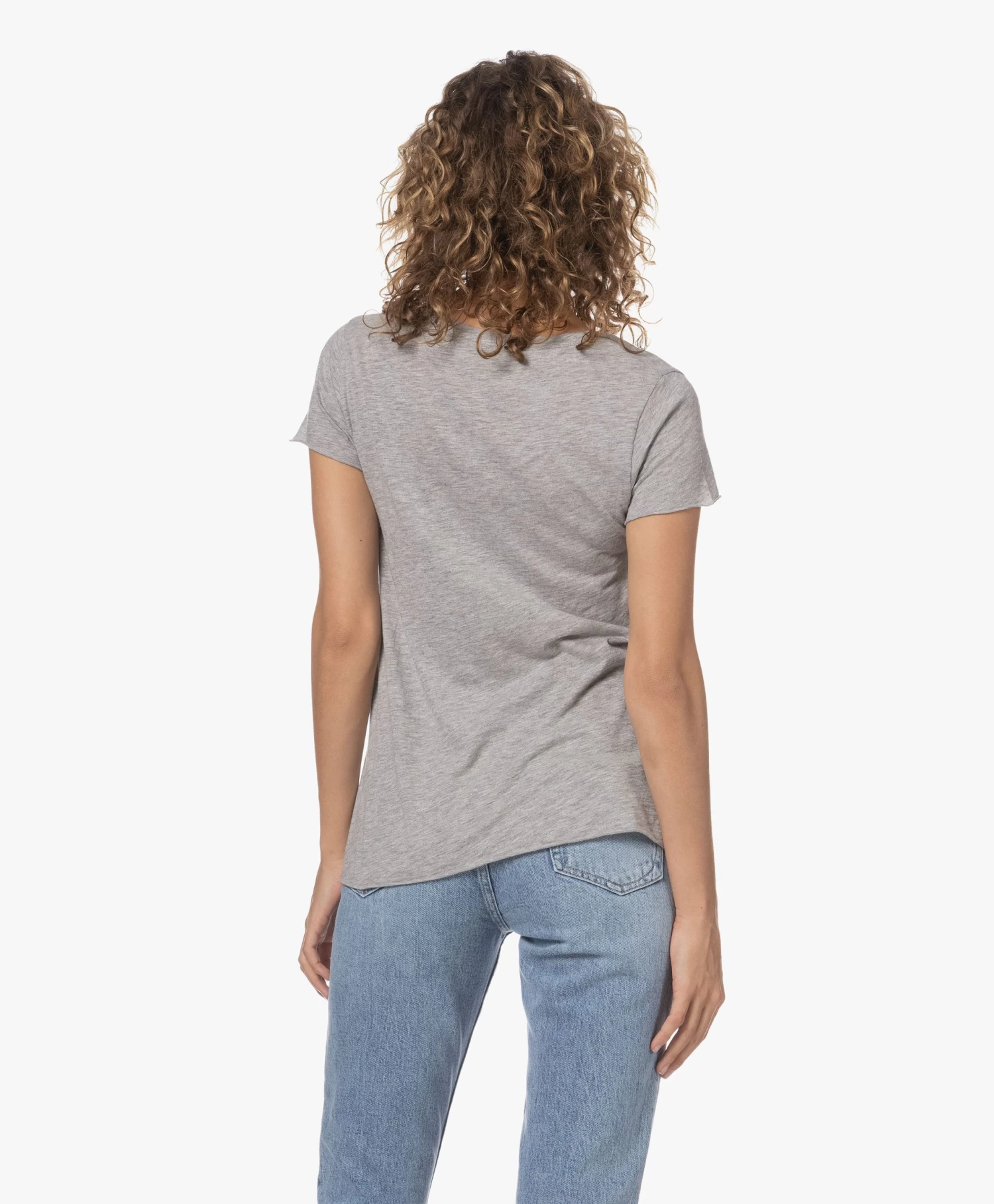 American Vintage Jacksonville V-Hals T-Shirt - Grijs Mêlee 4 American Vintage Jacksonville V-Hals T-Shirt - Grijs Mêlee - Afbeelding 4