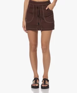 Róhe Retro Wolmix Mini Rok - Mulberry