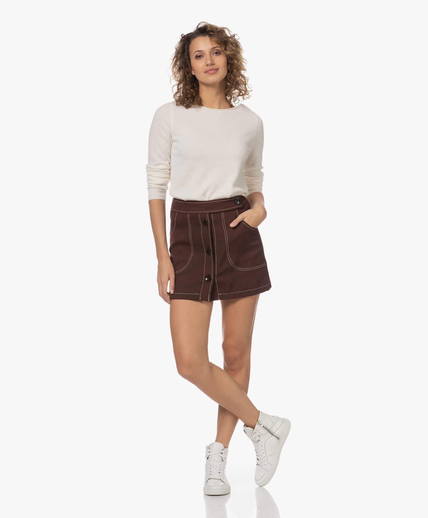 Róhe Retro Wolmix Mini Rok - Mulberry 12 Róhe Retro Wolmix Mini Rok - Mulberry - Afbeelding 12