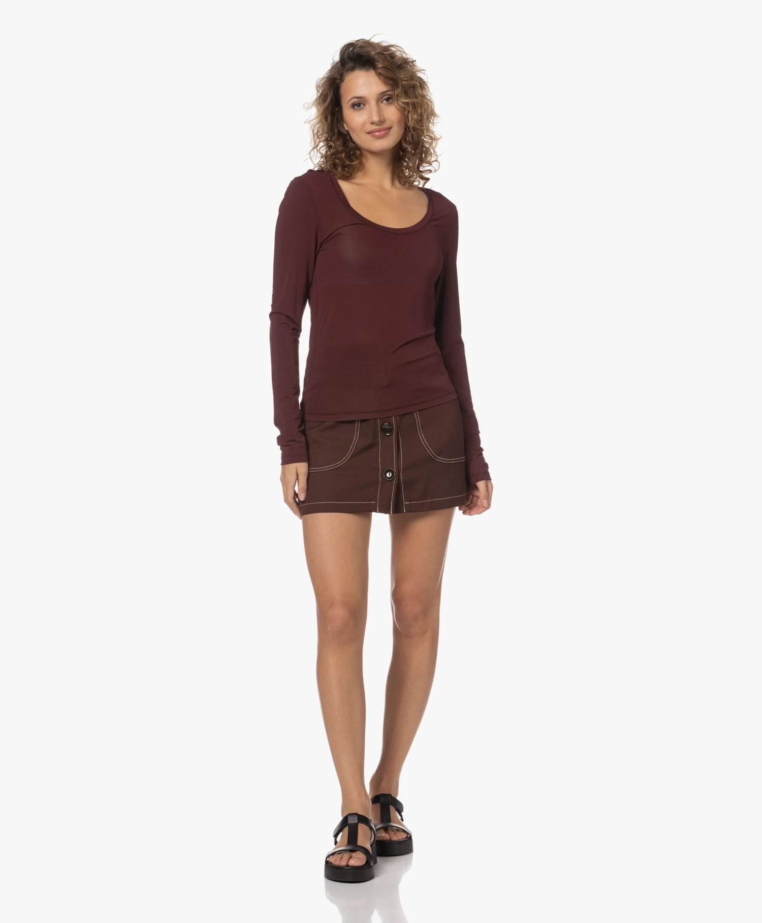 Róhe Retro Wolmix Mini Rok - Mulberry 5 Róhe Retro Wolmix Mini Rok - Mulberry - Afbeelding 5