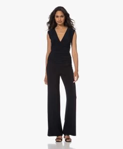 Norma Kamali Shirred Mouwloze Travel Jersey Jumpsuit - Midnight