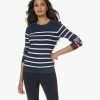 Plein Publique L'Elisa Gestreepte Trui Met Zijde - Navy/Ivoor
