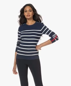 Plein Publique L'Elisa Gestreepte Trui Met Zijde - Navy/Ivoor