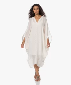 Su Paris Bahia Katoenen Kaftan Met Streepstructuur - Off-White