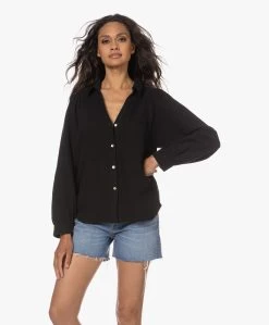 Rails Lauren Katoenen Mousseline Overhemd - Zwart