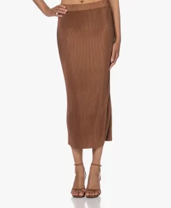 By Malene Birger Velmas Plissé Midi Rok - Dark Tan