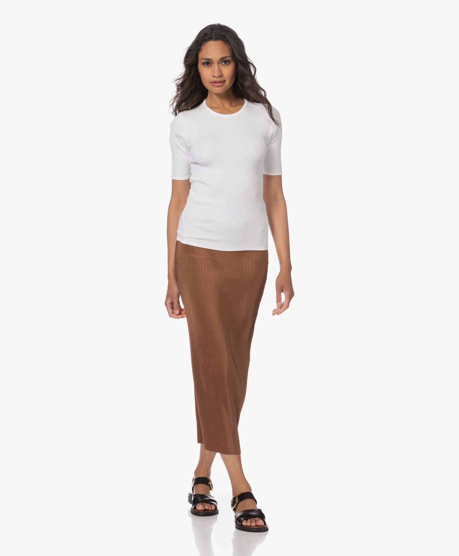 By Malene Birger Velmas Plissé Midi Rok - Dark Tan 13 By Malene Birger Velmas Plissé Midi Rok - Dark Tan - Afbeelding 13