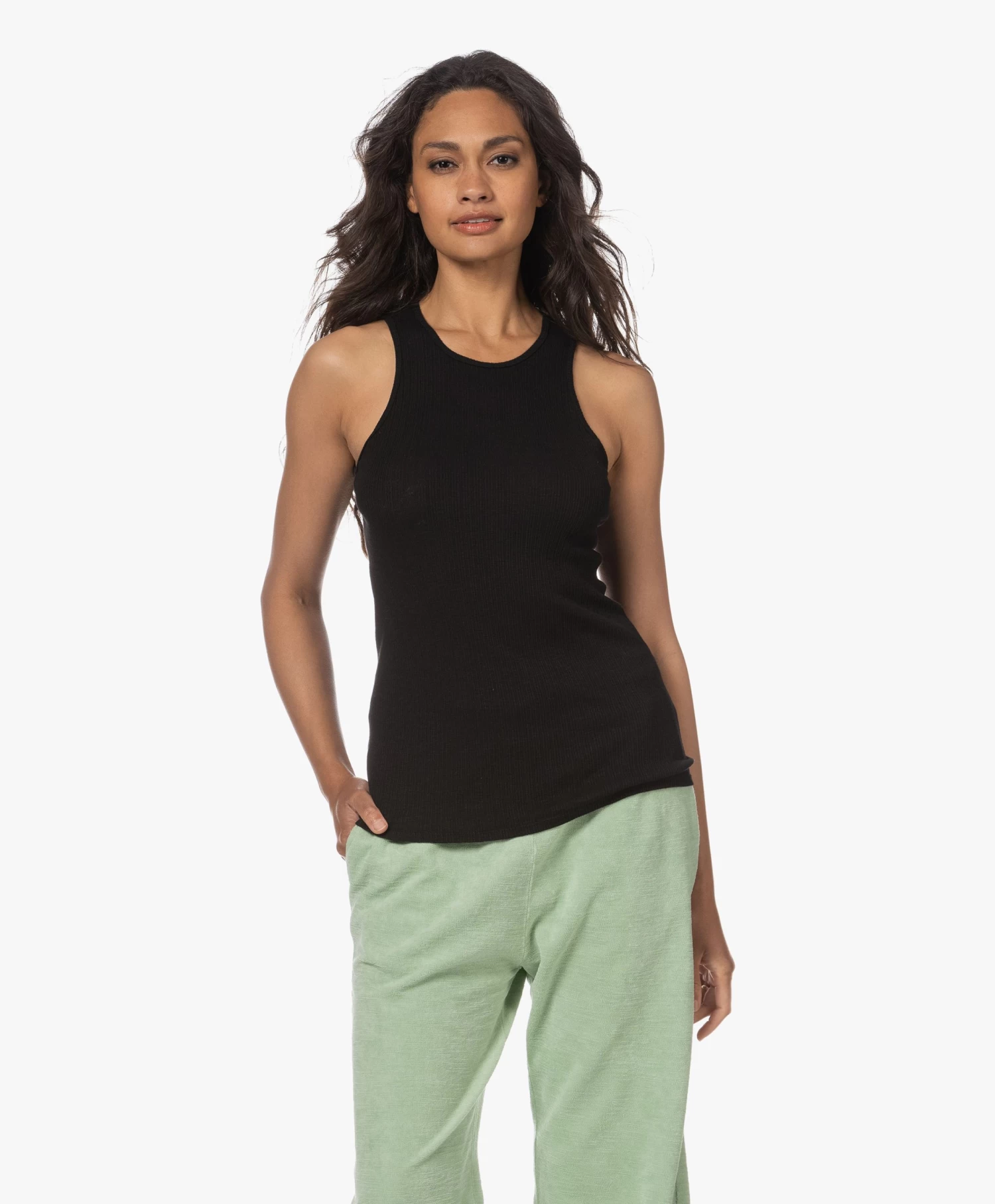 Michael Stars Alana Rib Racerback Tanktop - Zwart 8 Michael Stars Alana Rib Racerback Tanktop - Zwart - Afbeelding 8