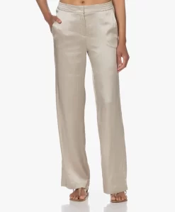 Japantky Sataky Satijnen Rechte Pijpen Broek - Zand