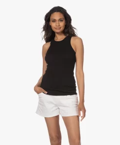 Michael Stars Alana Rib Racerback Tanktop - Zwart
