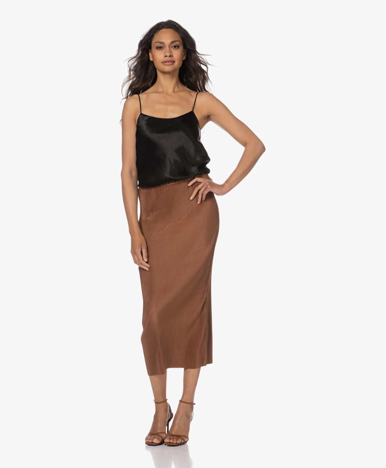 By Malene Birger Velmas Plissé Midi Rok - Dark Tan 12 By Malene Birger Velmas Plissé Midi Rok - Dark Tan - Afbeelding 12