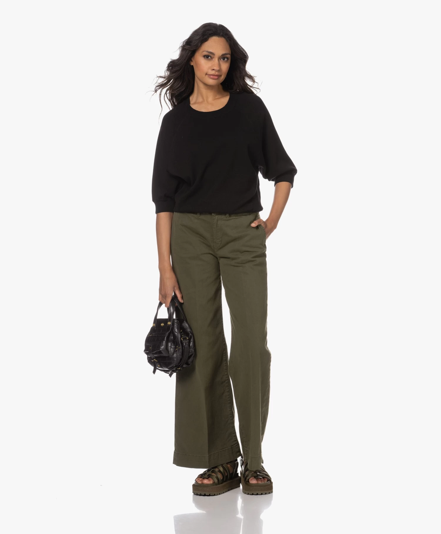Frame Wide Leg Tomboy Twill Broek - Washed Fatigue 11 Frame Wide Leg Tomboy Twill Broek - Washed Fatigue - Afbeelding 11