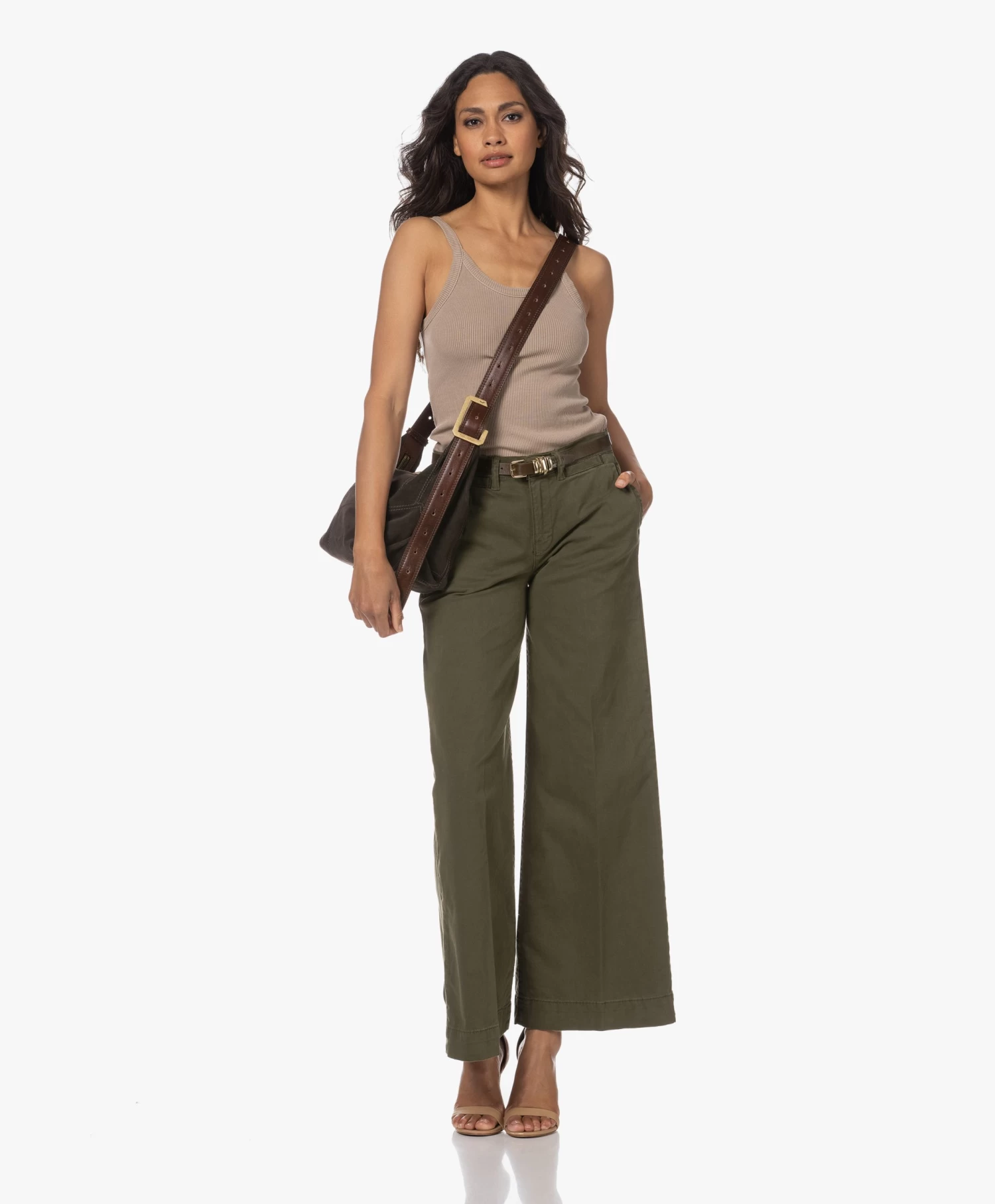 Frame Wide Leg Tomboy Twill Broek - Washed Fatigue 2 Frame Wide Leg Tomboy Twill Broek - Washed Fatigue - Afbeelding 2