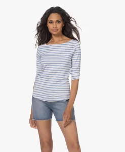 No Man'S Land Gestreept Viscosemix T-Shirt - Dark Cornflower