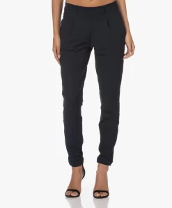 Japantky Hanna Jersey Bandplooi Broek - Zwartblauw