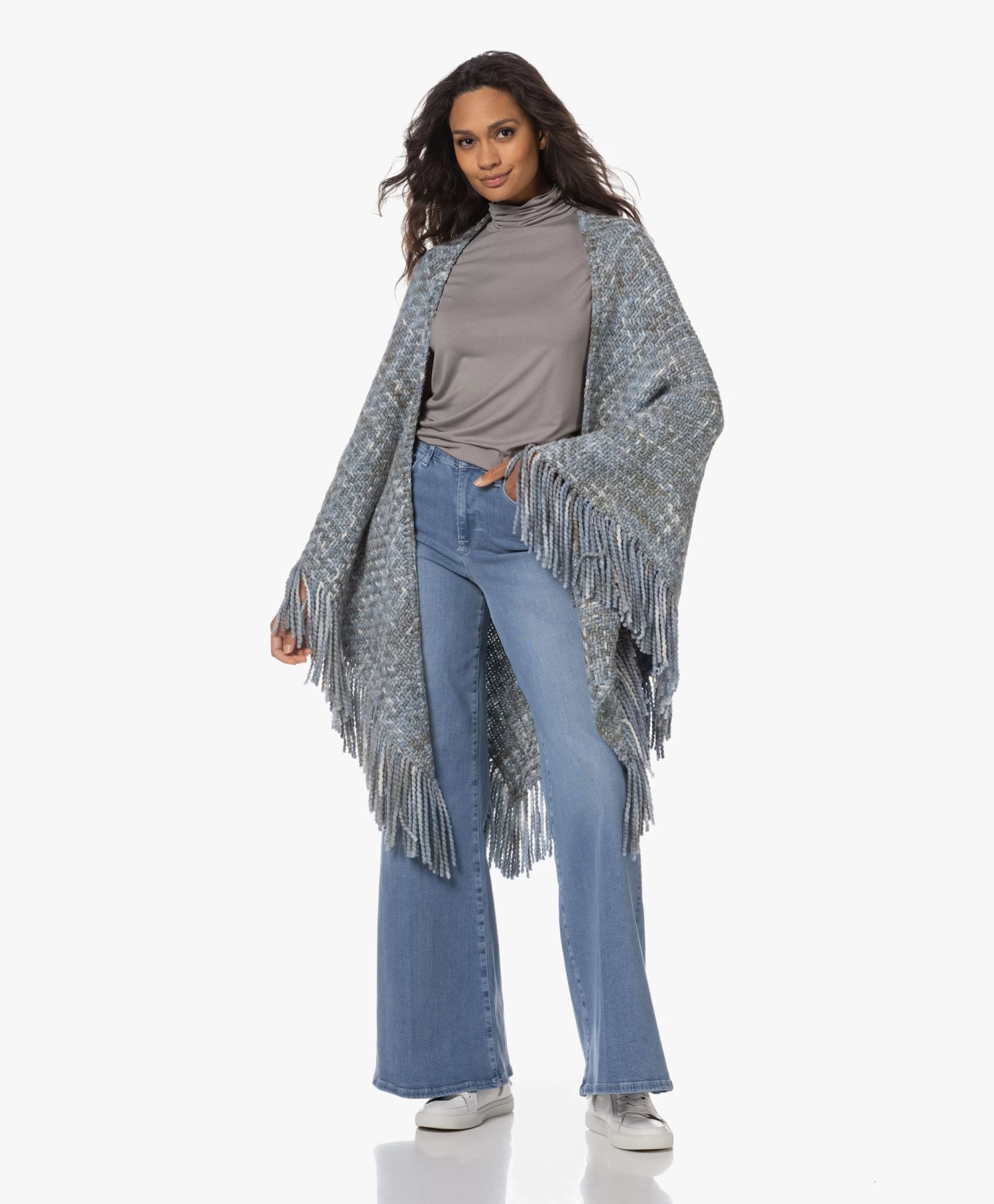 Manos Del Uruguay Merino Wolmix Poncho - Blauw/Grijs 10 Manos Del Uruguay Merino Wolmix Poncho - Blauw/Grijs - Afbeelding 10