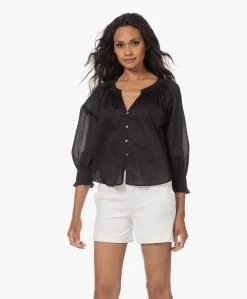Rails Mariah Blouse Met Gesmokte Details - Zwart