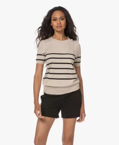 Plein Publique La Zoe Gestreepte Korte Mouwen Trui - Zand