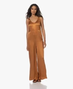 American Vintage Shaning Satijnen Seersucker Jumpsuit - Cinnamon