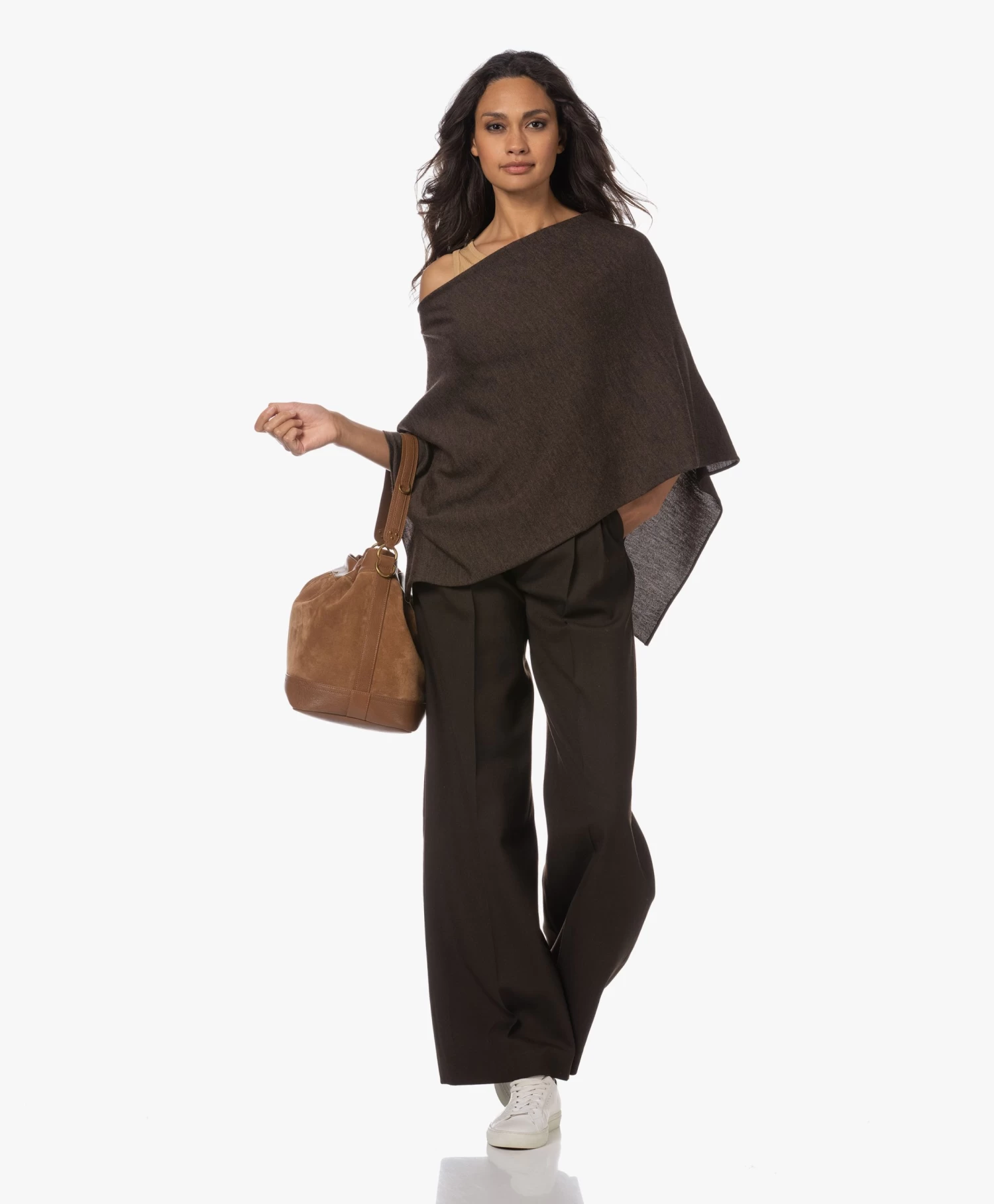 Sibin/Linnebjerg Paris Merino Poncho - Bruin 2 Sibin/Linnebjerg Paris Merino Poncho - Bruin - Afbeelding 2