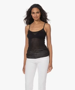 American Vintage Massachussets Spaghetti Top - Zwart