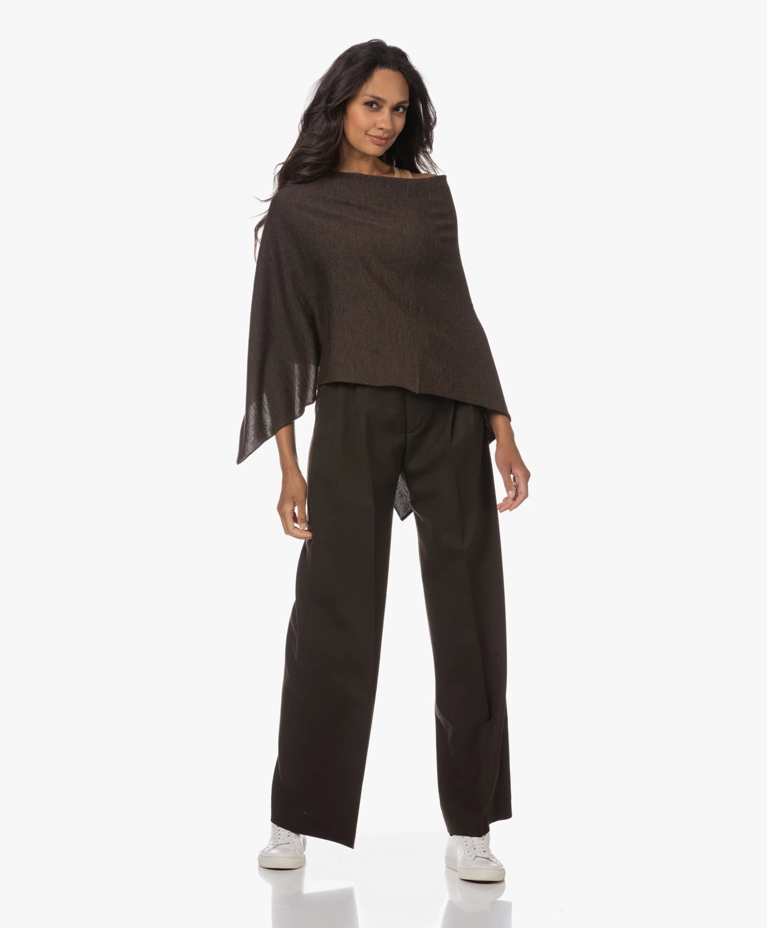 Sibin/Linnebjerg Paris Merino Poncho - Bruin 10 Sibin/Linnebjerg Paris Merino Poncho - Bruin - Afbeelding 10