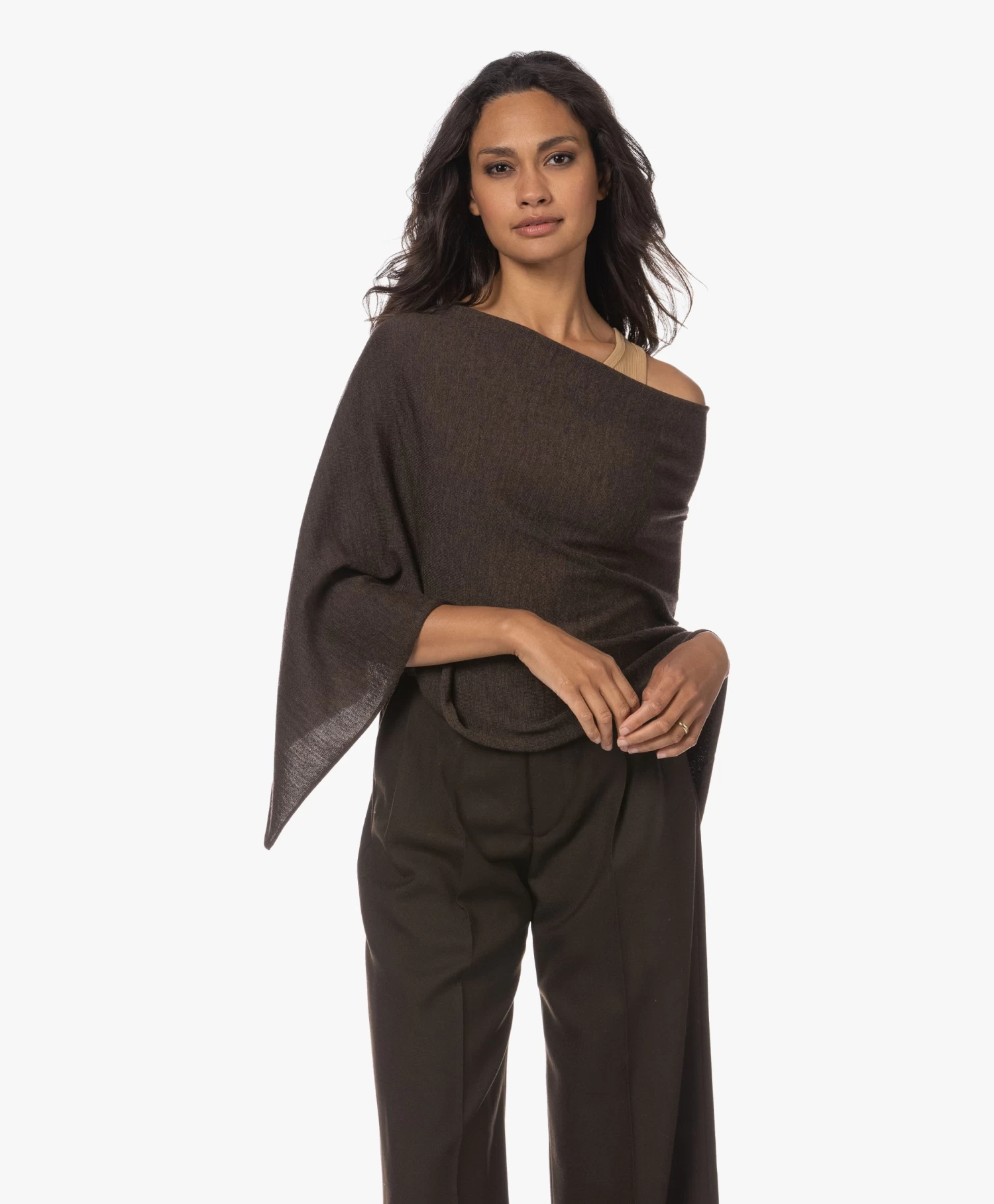 Sibin/Linnebjerg Paris Merino Poncho - Bruin 8 Sibin/Linnebjerg Paris Merino Poncho - Bruin - Afbeelding 8