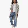 Denimist Oversized Overshirt Met Ruitdessin - Lichtblauw/Ecru