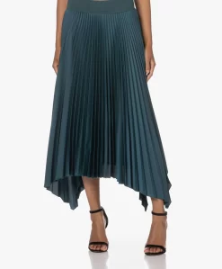 Joseph Ade Plissé Satijnen Midi Rok - Dark Teal