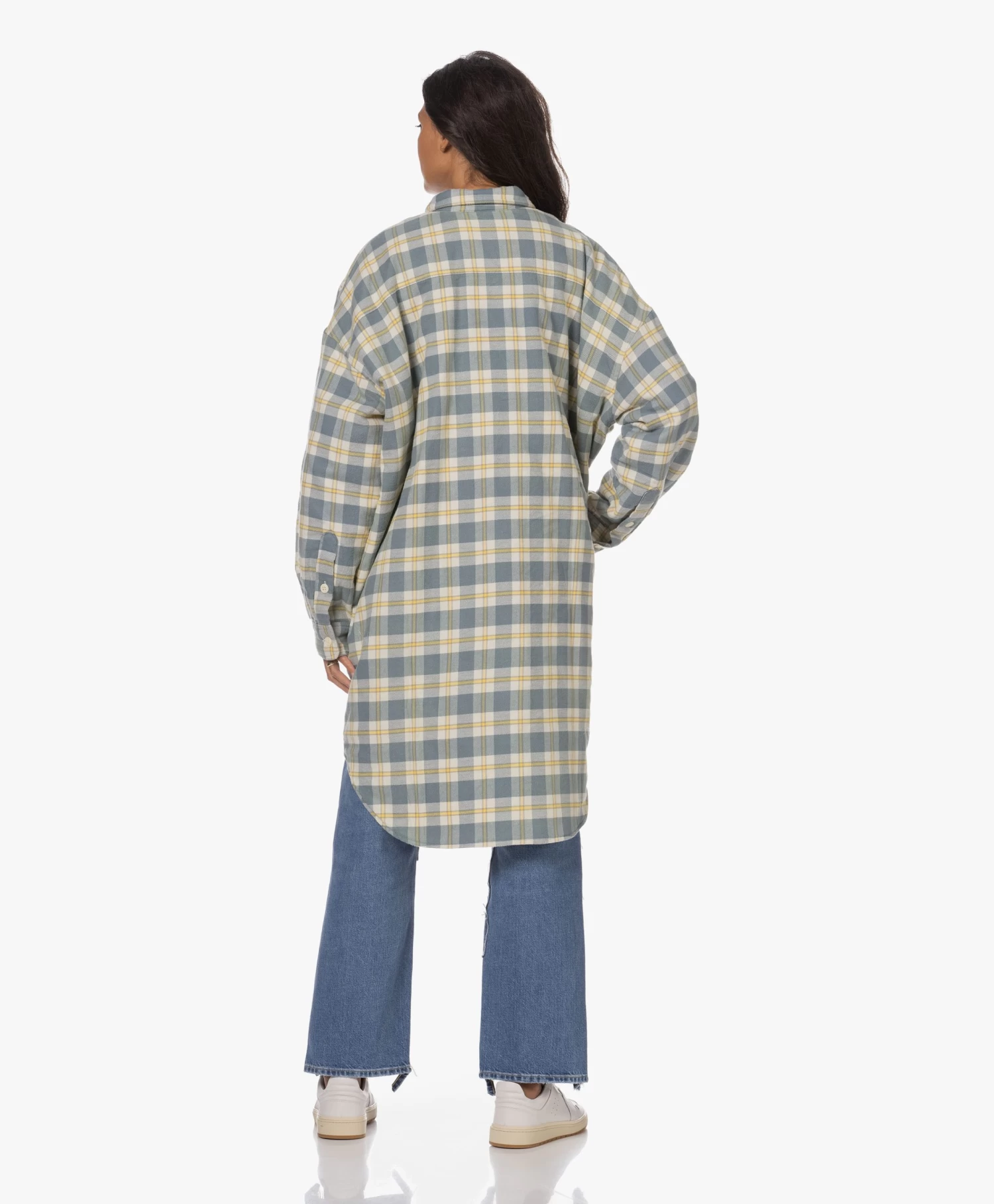 Denimist Oversized Overshirt Met Ruitdessin - Lichtblauw/Ecru 4 Denimist Oversized Overshirt Met Ruitdessin - Lichtblauw/Ecru - Afbeelding 4