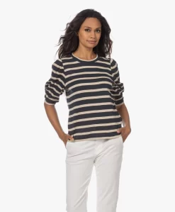 By-Bar Nicky Gestreept Slub Jersey T-Shirt - Midnight/Ecru