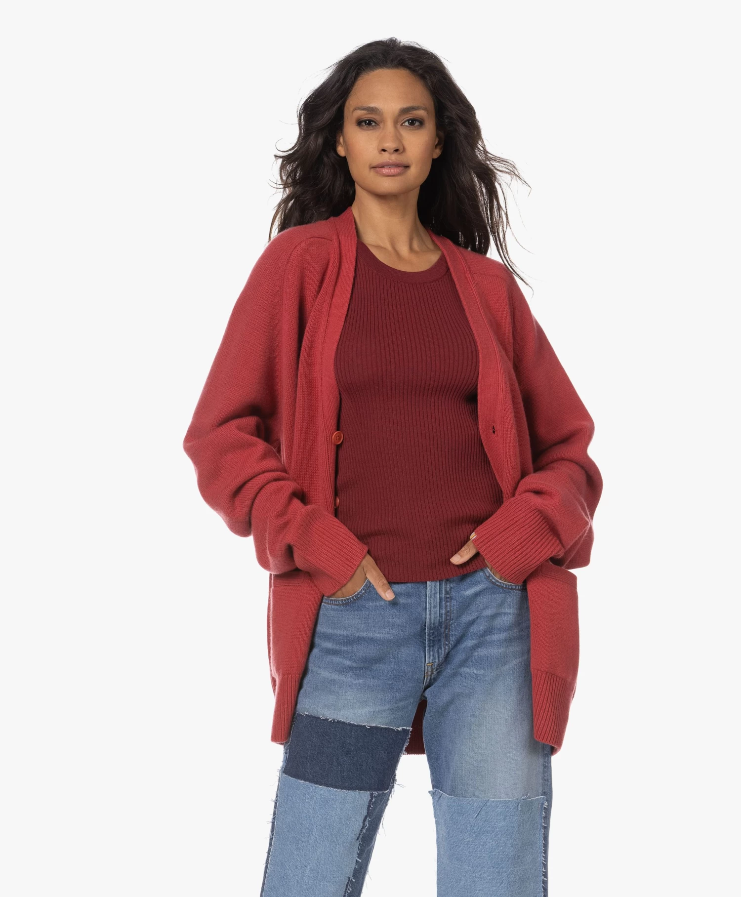 Extreme Cashmere N°244 Papilli Cashmere Doorknoopvest - Berry 8 Extreme Cashmere N°244 Papilli Cashmere Doorknoopvest - Berry - Afbeelding 8