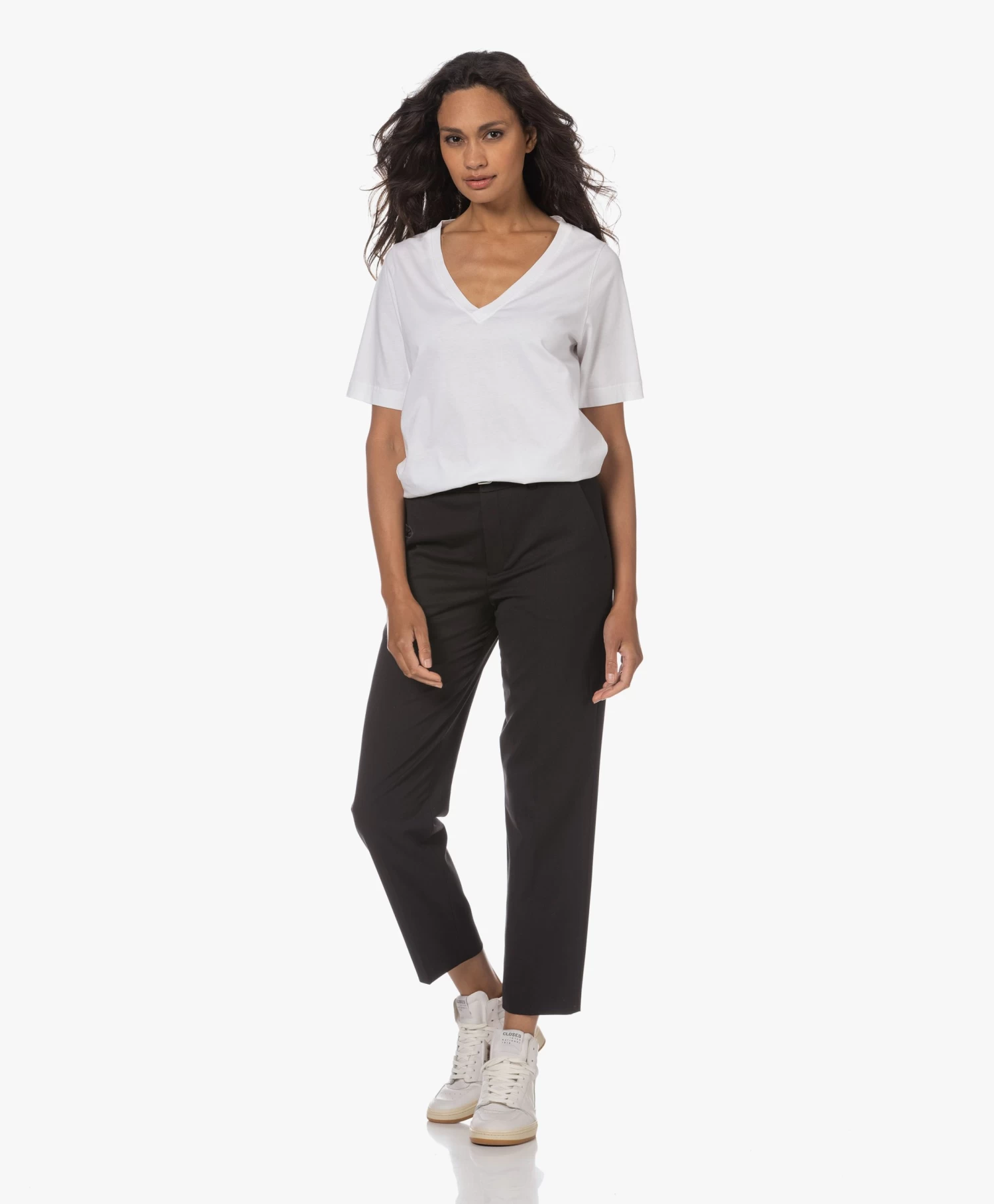 Drykorn Search Scheerwolmix Cropped Pantalon - Zwart 3 Drykorn Search Scheerwolmix Cropped Pantalon - Zwart - Afbeelding 3