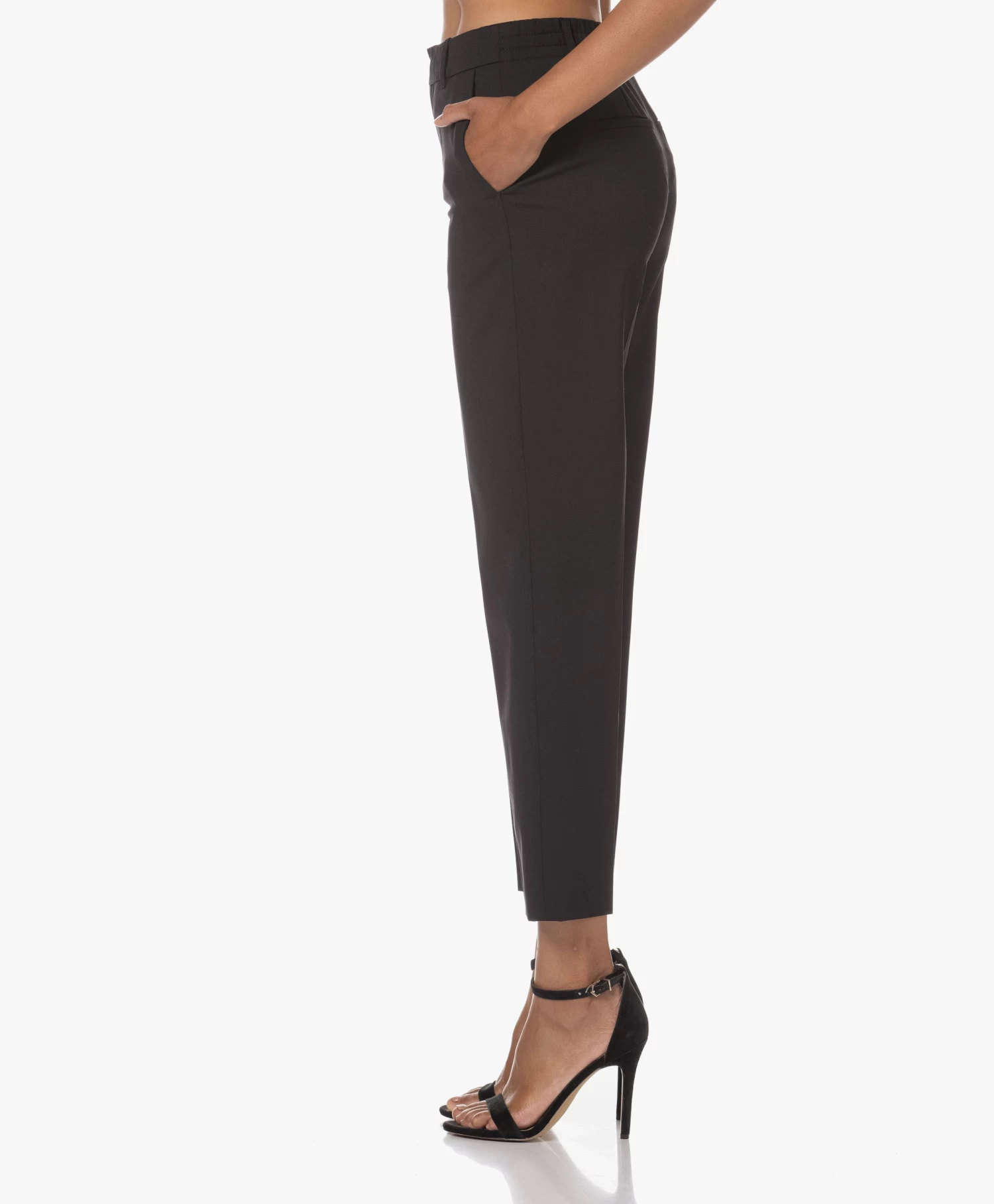 Drykorn Search Scheerwolmix Cropped Pantalon - Zwart 7 Drykorn Search Scheerwolmix Cropped Pantalon - Zwart - Afbeelding 7