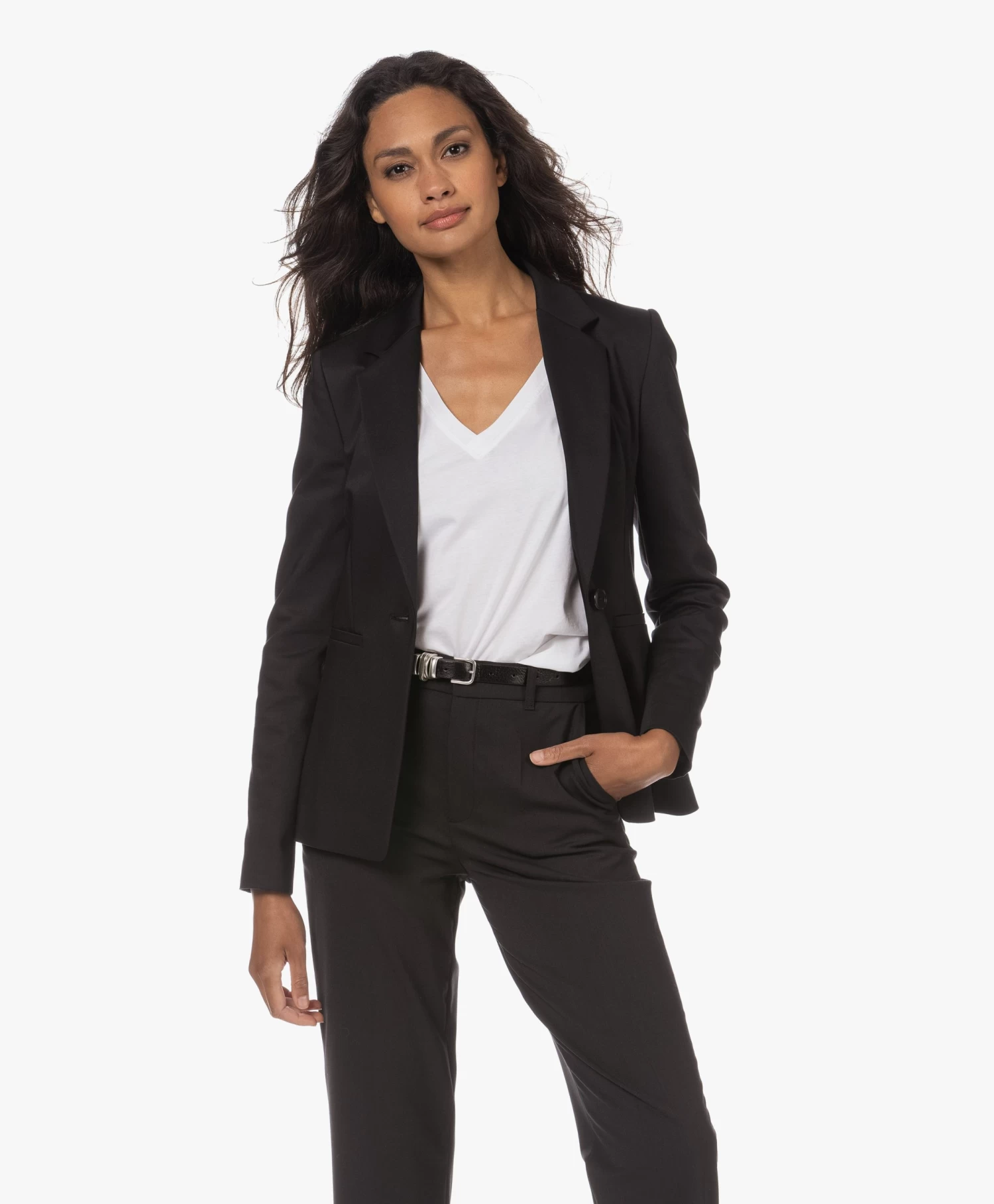 Drykorn Golders Katoenmix Blazer - Zwart 1 Drykorn Golders Katoenmix Blazer - Zwart