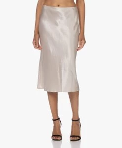 Vince Crush Satijnen Midi Rok - Champagne