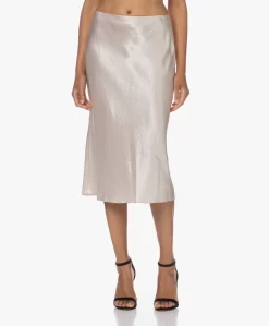 Vince Crush Satijnen Midi Rok - Champagne