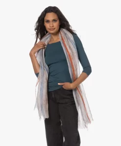 Lasalle Linnen Strepenprint Sjaal - Multi-Color