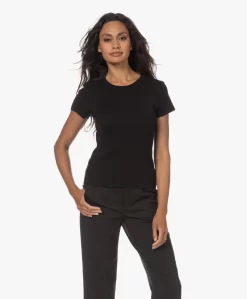 Drykorn Koale Ribgebreid Korte Mouwen T-Shirt - Zwart