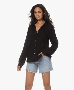 Michael Stars Toni Mousseline Raglan Blouse - Zwart