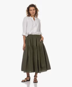 Enza Costa Cool Cotton Tiered Maxi Rok - Dark Olive -Kleding Series Winkel 230711 0c37fca3 4a47 41b2 ba40 8287ce51a9ca scaled