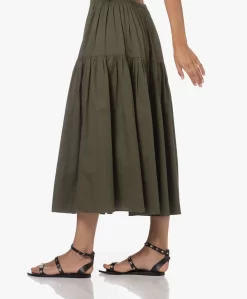 Enza Costa Cool Cotton Tiered Maxi Rok - Dark Olive -Kleding Series Winkel 230711 22a46f19 0f20 489e 959f b3c51f53d4be scaled