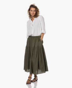 Enza Costa Cool Cotton Tiered Maxi Rok - Dark Olive -Kleding Series Winkel 230711 484e2dc3 13b6 4a8a a8c1 82d9463e3d1e scaled