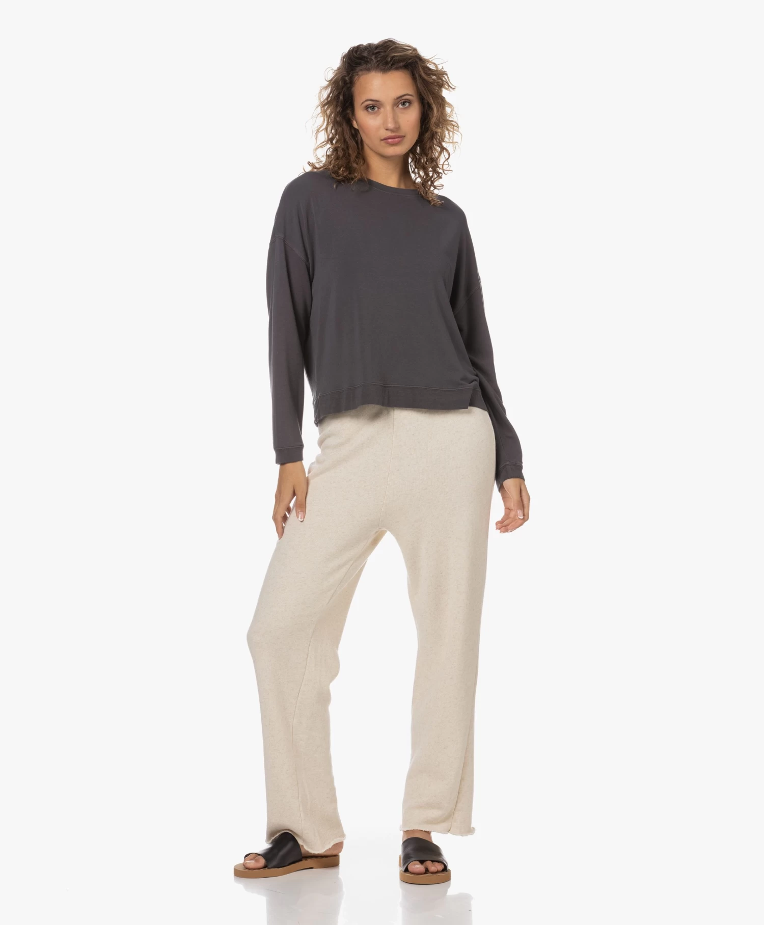 American Vintage Itonay Raw Hem Sweatpants - Ecru Melange 3 American Vintage Itonay Raw Hem Sweatpants - Ecru Melange - Afbeelding 3