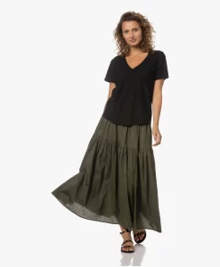 Enza Costa Cool Cotton Tiered Maxi Rok - Dark Olive -Kleding Series Winkel 230711 574adb63 6640 4cfb a2a8 54bf644b2c08 scaled