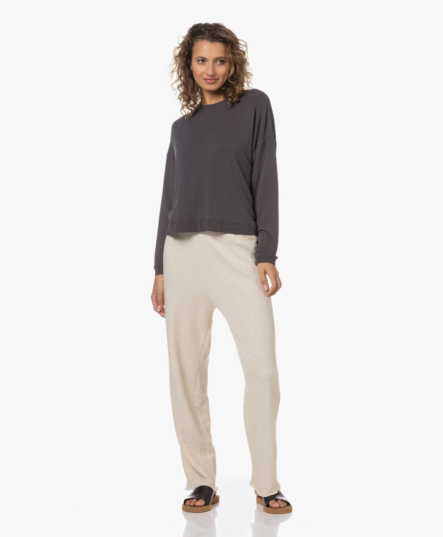 American Vintage Itonay Raw Hem Sweatpants - Ecru Melange 9 American Vintage Itonay Raw Hem Sweatpants - Ecru Melange - Afbeelding 9