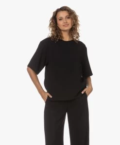 Anine Bing Maddie Boxy Crêpe Blousetop - Zwart