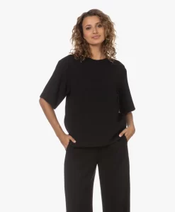 Anine Bing Maddie Boxy Crêpe Blousetop - Zwart